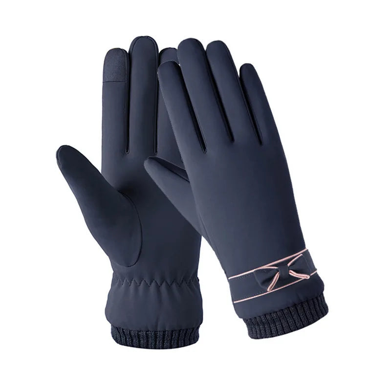 Winter Women Gloves Hand Warmer Thermal Fleece Lined Guantes Full Finger Ladies Mitten Touchscreen Waterproof Bike Cycling Glove