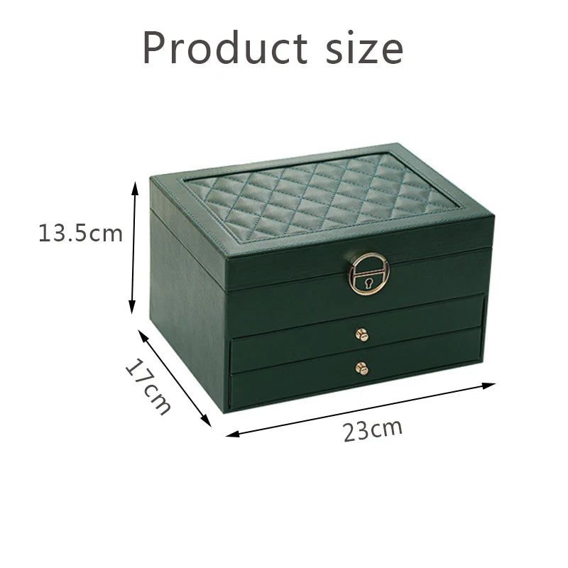 Large Jewelry Storage Box Multi-Layer Organizer For Jewelry Necklace Earring Leather Jewellery Storage Packaging Display Boxes