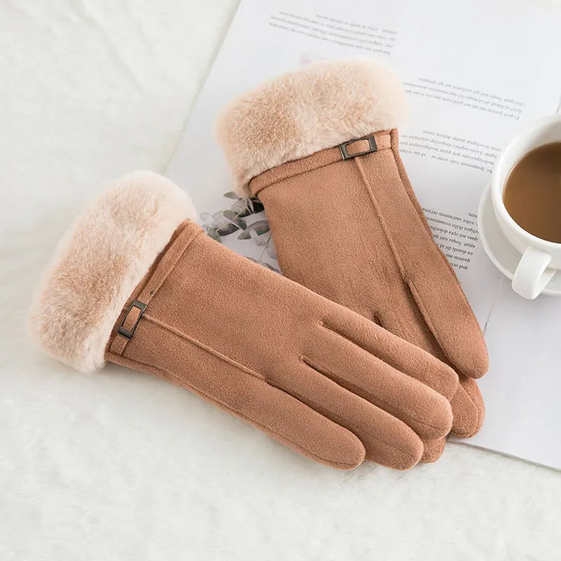 Winter Women Gloves Hand Warmer Thermal Fleece Lined Guantes Full Finger Ladies Mitten Touchscreen Waterproof Bike Cycling Glove